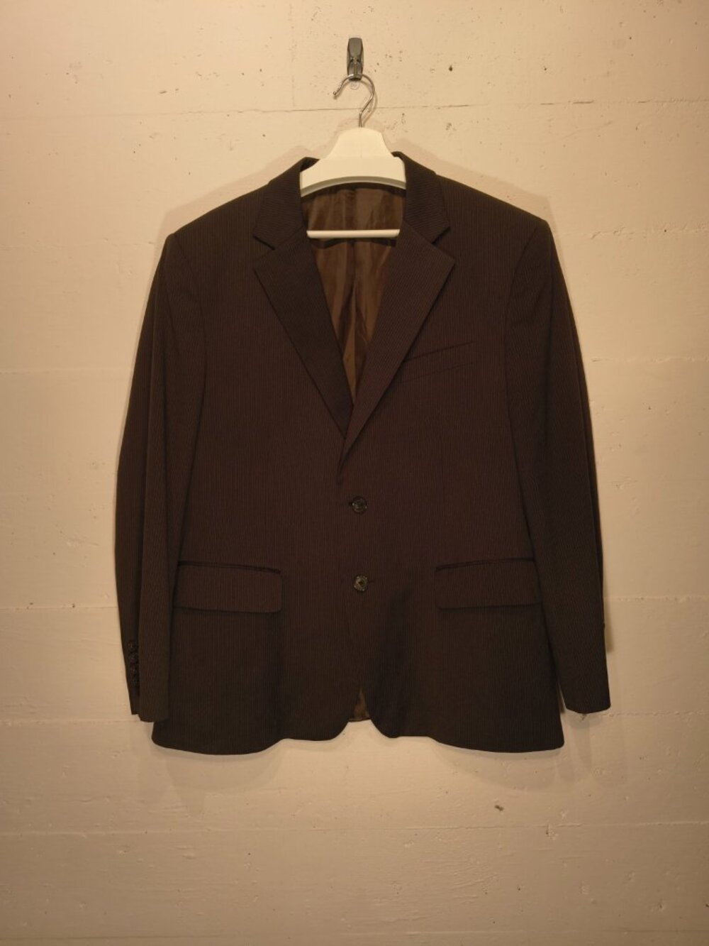 Brown Pinstripe Two Button Blazer Tailored Suit Jacket Men’s Medium